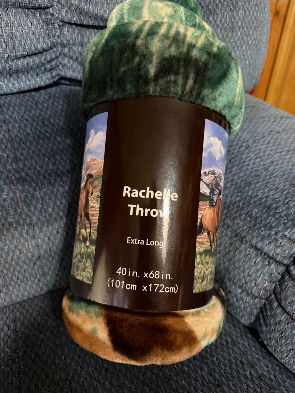 Rachel Plush Running Horses extra long Throw